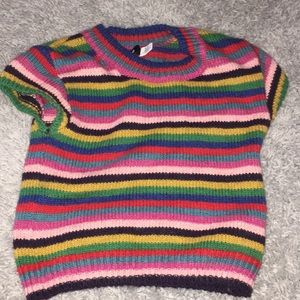 a rainbow striped sweater crop top